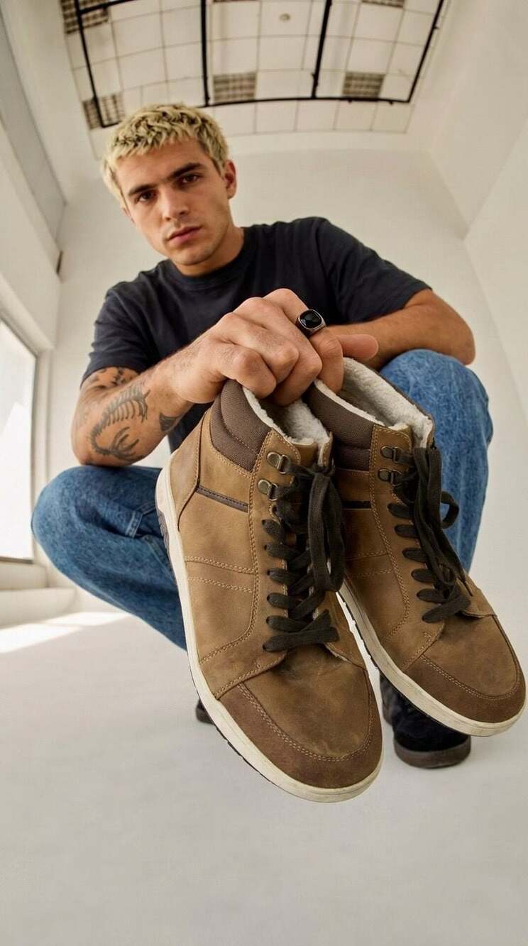 Express Men's Faux Fur Lined High-Top Fashion Sneakers